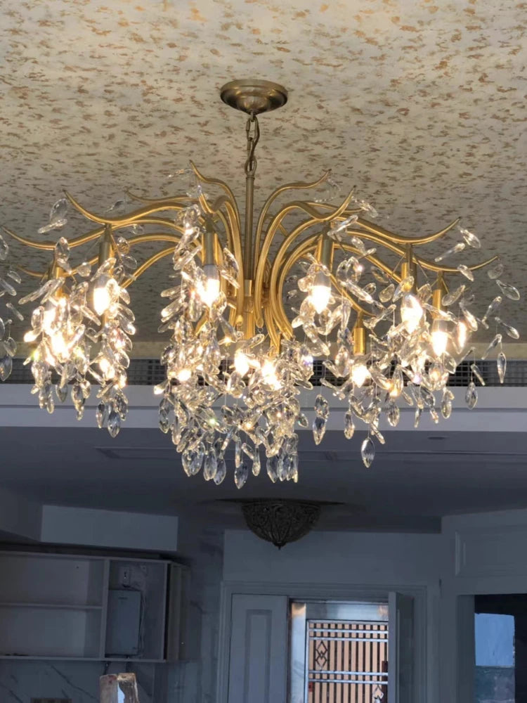lustre en cristal rétro français style américain pour ambiance romantique - vue 3 sur 9