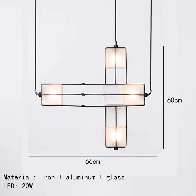 lustre art déco en verre et métal pour hôtel - vue 10 sur 12