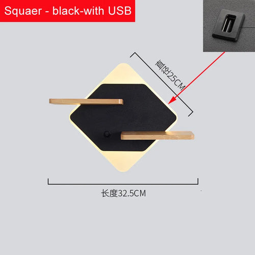 Applique murale led nordique avec étagère et chargeur usb - vue 15 sur 18