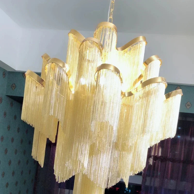 lustre à led pampilles industrielles éclairage intérieur décoration moderne - vue 5 sur 12