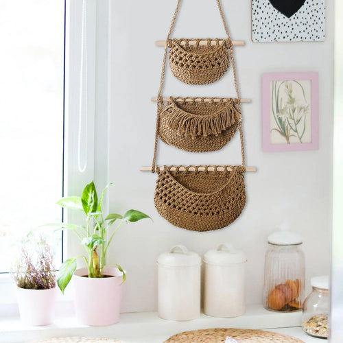 paniers suspendus boho pour fruits et légumes polyvalents - vue 8 sur 9