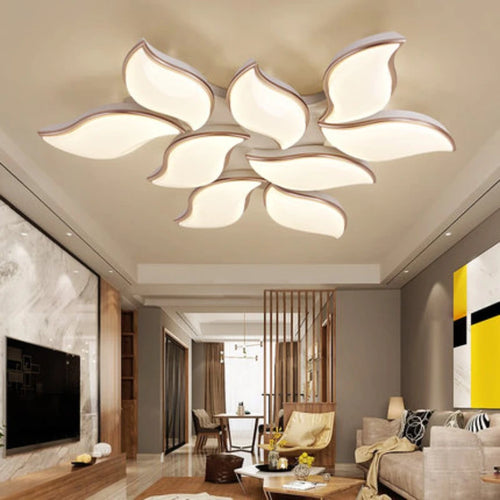 lustre décoratif moderne avec télécommande et motif floral - vue 3 sur 6