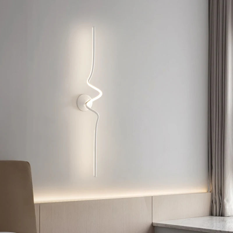 Modern Black White Spiral Wall Lamps 75cm 95cm Long Living Room TV Background Wall Lights Simple Bedroom Bedside Light 220V - vue 2 sur 10