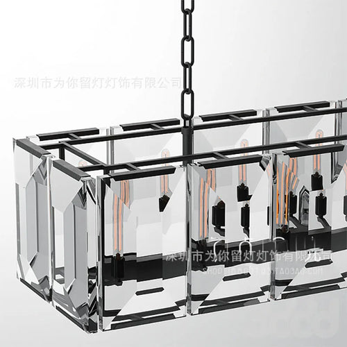 lustre moderne en cristal k9 suspension rectangulaire grande taille - vue 6 sur 15