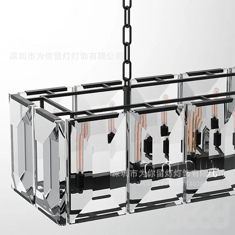lustre moderne en cristal k9 suspension rectangulaire grande taille - vue 5 sur 15