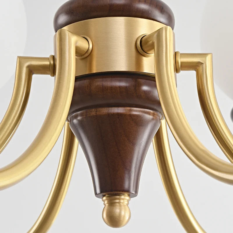 Lustre Luxe cuivre LED verre rond salon chambre décor intérieur salle à manger - vue 5 sur 12