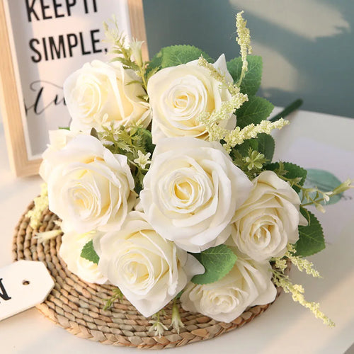 bouquet de roses artificielles pour mariage et décoration intérieure - vue 3 sur 12
