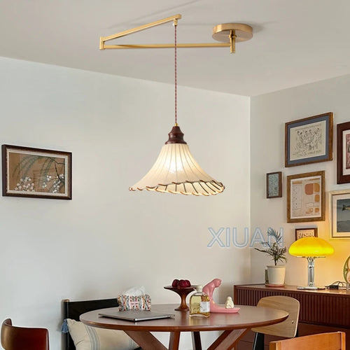 lustre wabi-sabi vintage avec tissu appliqué pliant - vue 3 sur 11