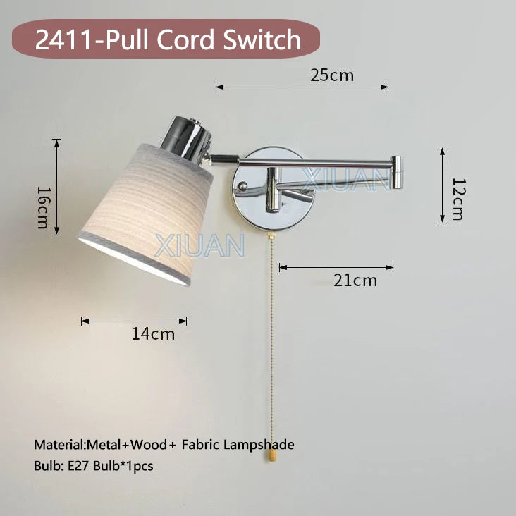 applique murale moderne bras pivotant led en tissu plissé métal - vue 20 sur 23
