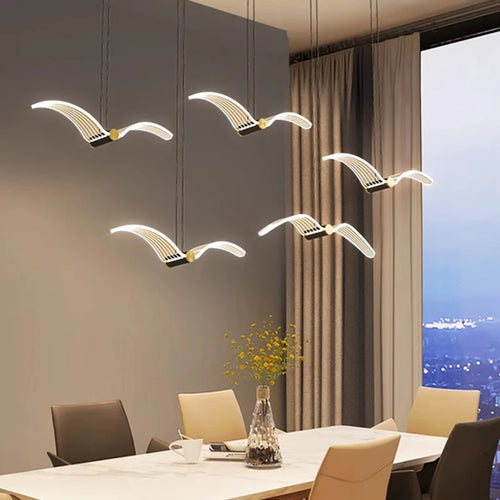 lustre moderne maison avec lumières pendantes pour le salon - vue 4 sur 10