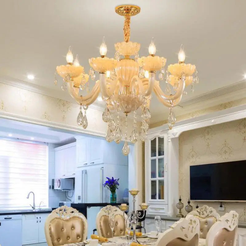 lustre en cristal moderne pour décoration intérieure avec éclairage led - vue 5 sur 9
