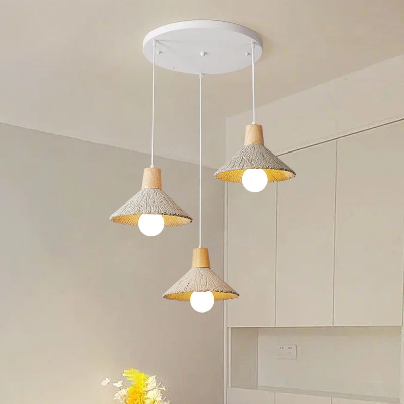 lustre nordique pastoral multi-têtes lampes décoratives simples - vue 3 sur 9