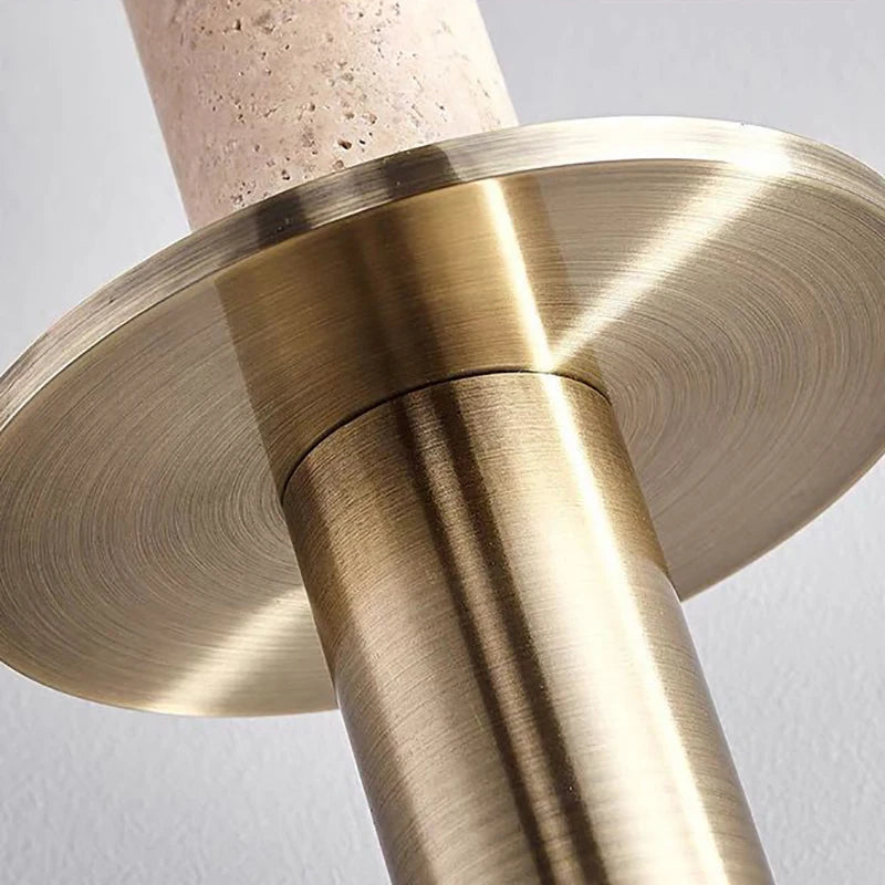 suspension cylindrique en marbre et métal doré pour intérieur moderne - vue 5 sur 7