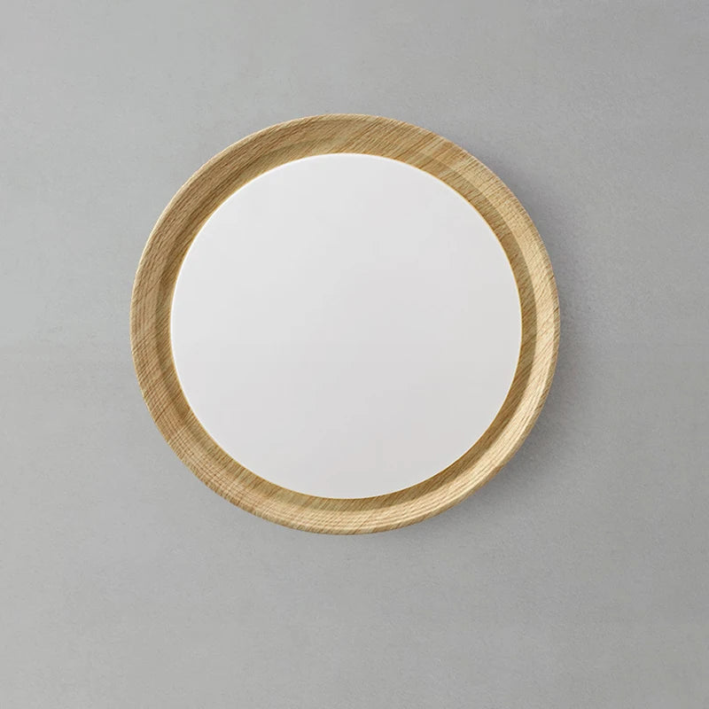 lampe circulaire simple style nordique grain de bois éclairage entrée balcon porche - vue 5 sur 12
