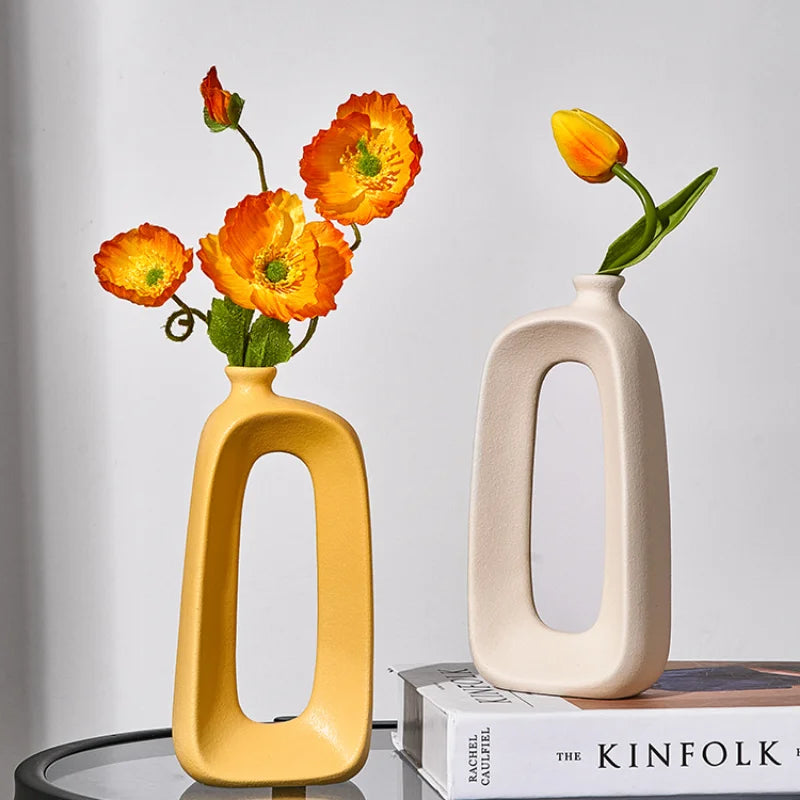 vase ajouré en céramique pour fleurs sèches et décoration intérieure - vue 1 sur 13