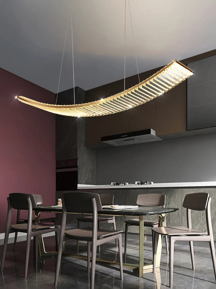 lustre led nordique en cristal pour cuisine moderne rectangulaire - vue 4 sur 8