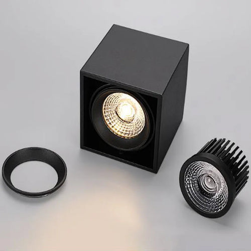 Spot Carré LED plaine COB plafond simple tête GU10 remplaçable - vue 6 sur 8