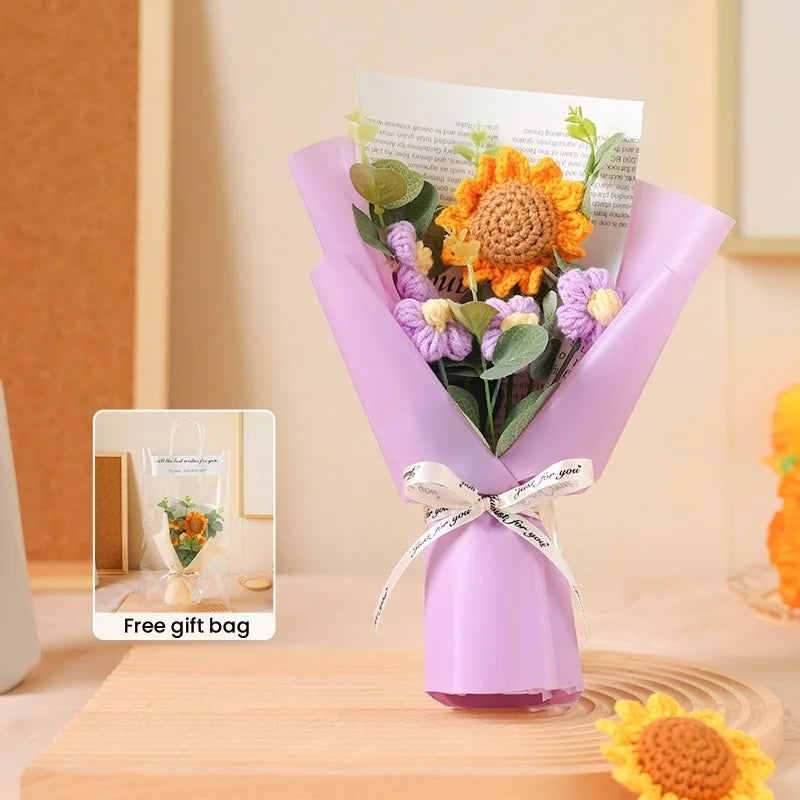 bouquet de tournesols au crochet fait main pour cadeaux et décorations - vue 12 sur 13