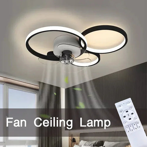 plafonnier led avec ventilateur et télécommande design moderne - vue 3 sur 10