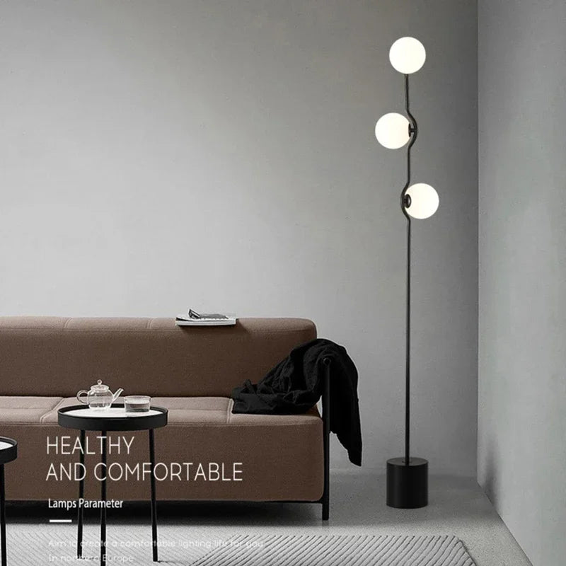lampadaire moderne en fer et verre pour décoration intérieure nordique - vue 3 sur 10