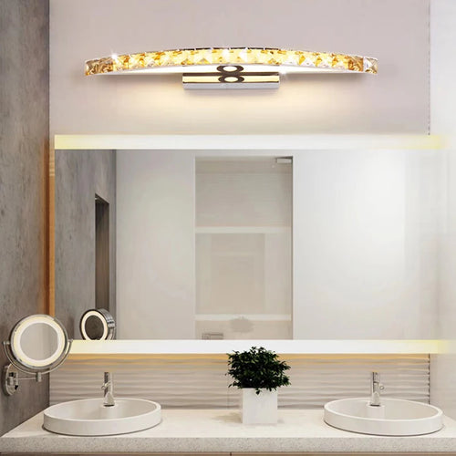 applique murale salle de bain LED miroir lumière en acier inoxydable cristal maquillage salle de bain lumières 44 cm/54 cm - vue 3 sur 10