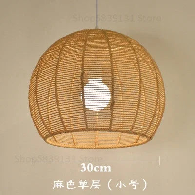 luminaire led nordique moderne en fer et corde de chanvre - vue 8 sur 14