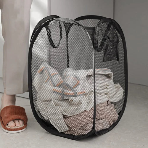 panier à linge pliable sac de rangement en filet polyvalent - vue 7 sur 8