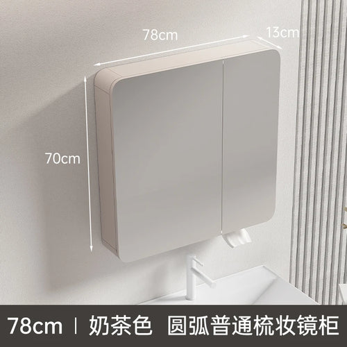 armoire circulaire en aluminium avec miroir éclairage intelligent et rangement - vue 12 sur 32