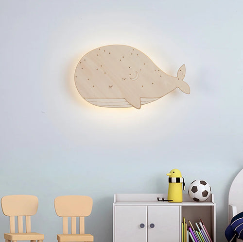 applique murale baleine en bois pour enfants décorative et moderne - vue 2 sur 8