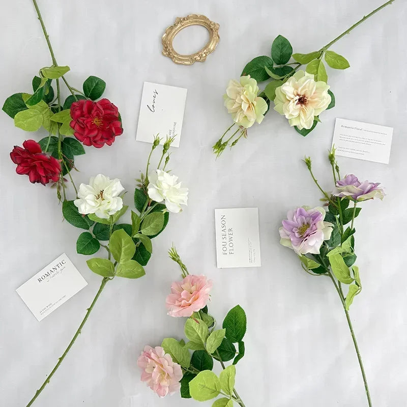 fleurs artificielles deux têtes roses décoration élégante pour intérieur - vue 5 sur 10