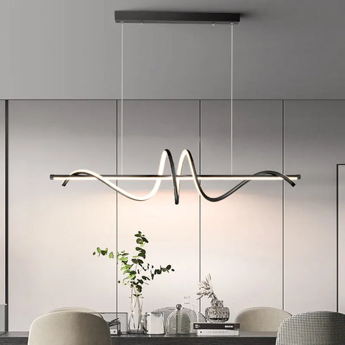 Suspension LED moderne lumières lustre or vague Lampadario lampe ECG salle à manger chambre salon cuisine suspension suspension - vue 2 sur 10