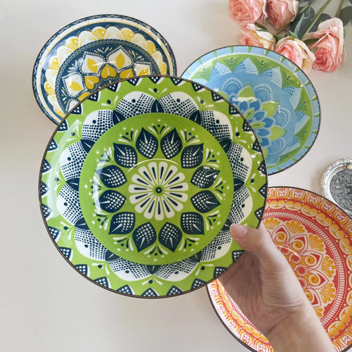 Bol céramique bohème motifs 20 cm soupe ramen - vue 5 sur 7