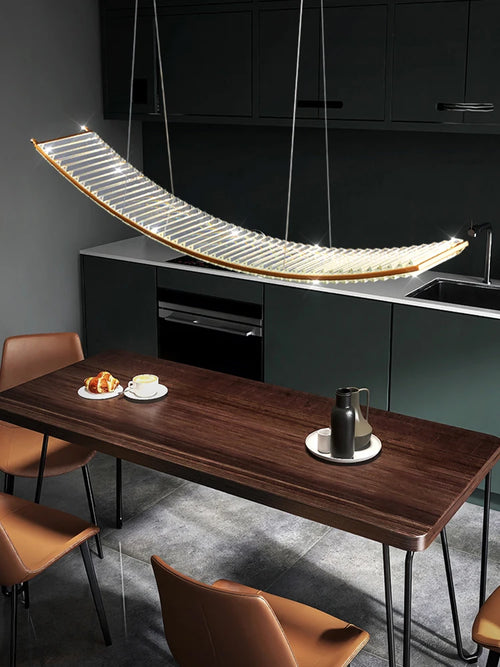 lustre led nordique en cristal pour cuisine moderne - vue 3 sur 8