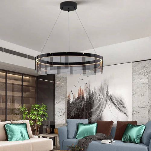 lustre moderne en verre à led pour décoration intérieure - vue 3 sur 9