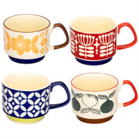 Ensemble 4 tasses empilables style japonais rétro céramique