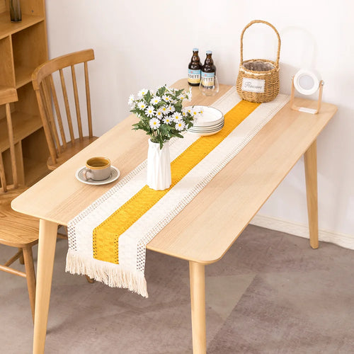 Chemin de table coton lin brodé style champêtre - vue 4 sur 7