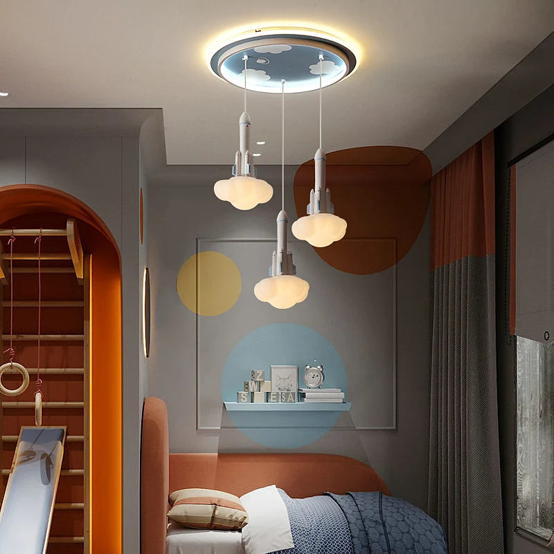 lustre led créatif trois têtes pour enfants - vue 3 sur 14