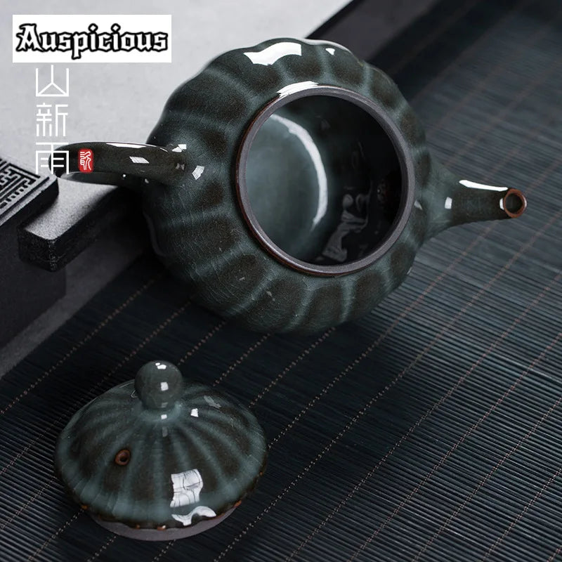 théière artisanale celadon style longquan avec filtre 200ml - vue 3 sur 7