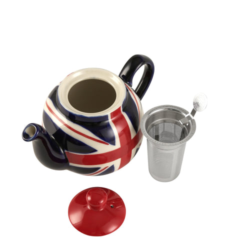 Théière céramique motif drapeau peint main infuseur acier - vue 6 sur 7