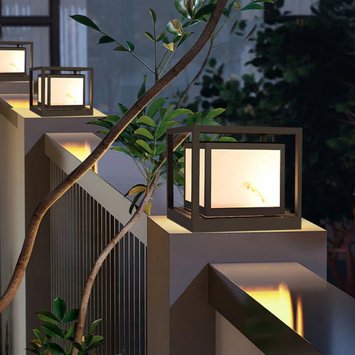 lampe de jardin en marbre solaire étanche pour extérieur - vue 4 sur 14