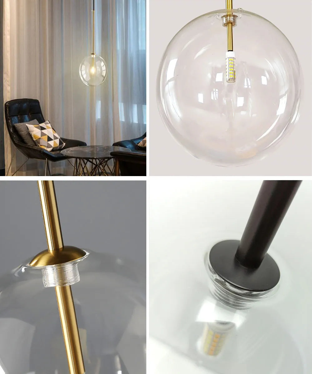 Suspension nordique moderne en verre clair - vue 5 sur 18