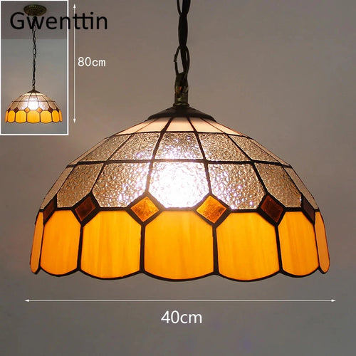 suspension en verre teinté style tiffany pour décoration intérieure - vue 18 sur 26