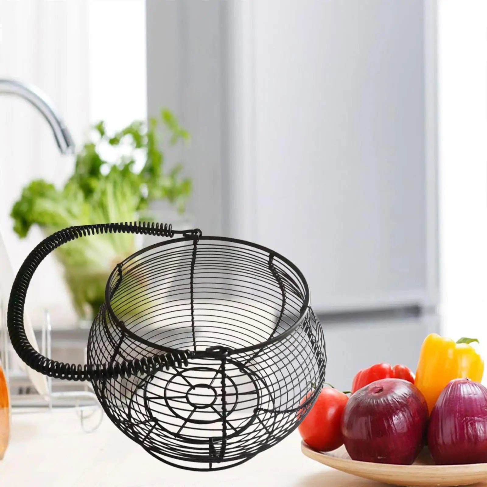 panier à œufs en fil de fer avec poignée pour rangement alimentaire - vue 3 sur 7