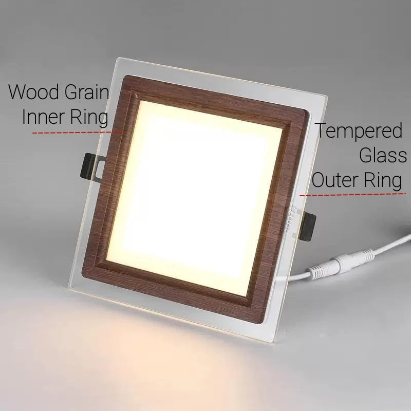 Plafonnier LED encastré Ultra-mince en Grain de bois - vue 5 sur 10