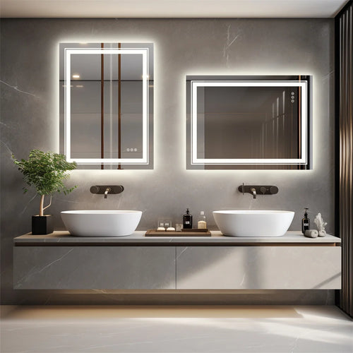 miroir LED de luxe en cristal transparent étanche à intensité variable - vue 4 sur 9