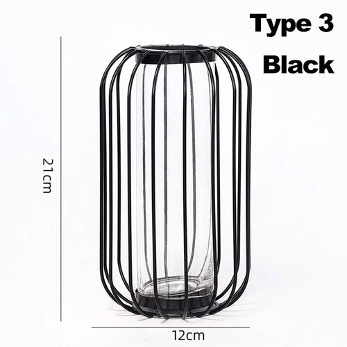 vase en fer rétro avec verre décoration nordique moderne - vue 15 sur 16