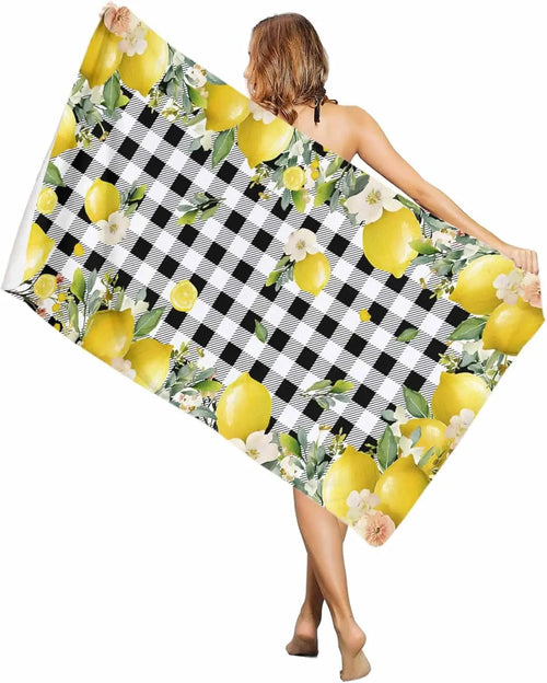 serviette de bain microfibre citron floral plage absorbante