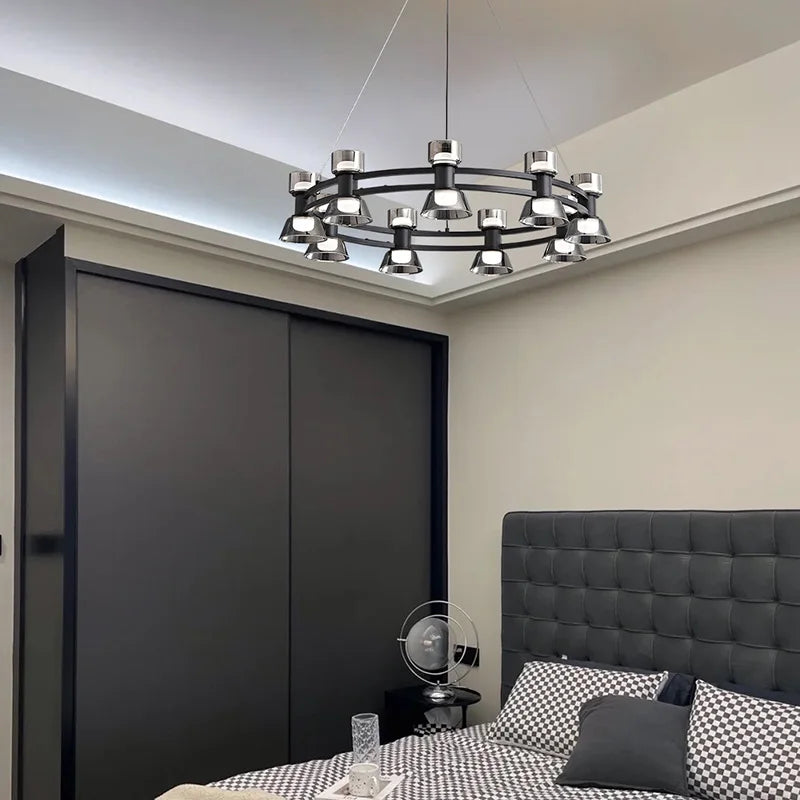 lustre créatif en cuivre et verre design moderne - vue 3 sur 12