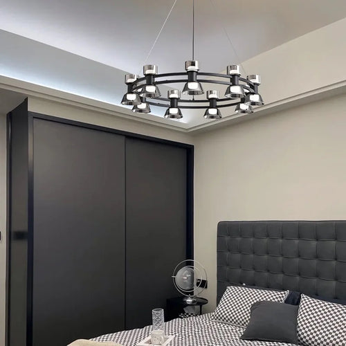 lustre créatif en cuivre et verre design moderne léger - vue 3 sur 12