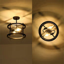 plafonnier rétro semi-encastré 2 lumières bois vintage pour ferme industrielle